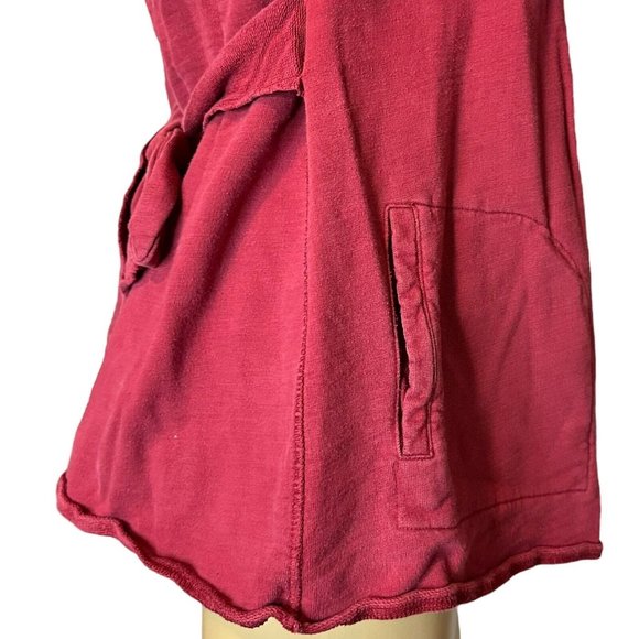 Lucky Brand Womens Open Cardigan Size XS Burgundy Mid Length Pockets Collared - Picture 9 of 15